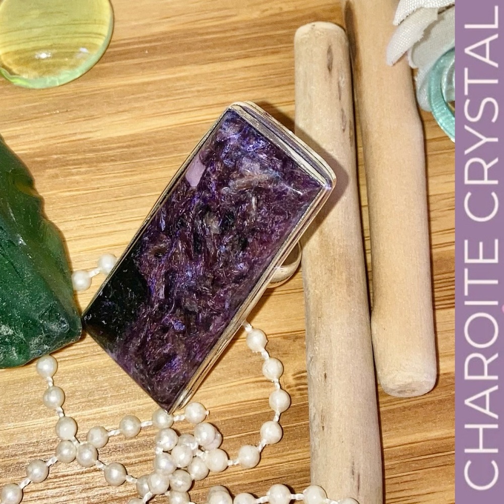 NICE! Charoite Gemstone Chunky Handmade Ring